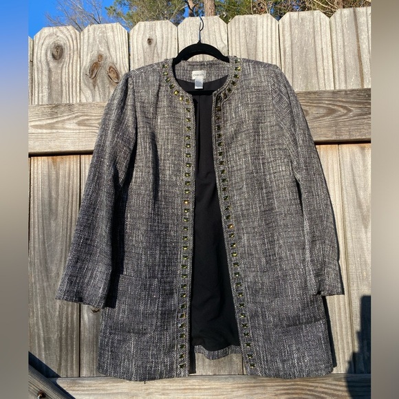 Chicos Gray Jeweled Women's Coat - Picture 1 of 6